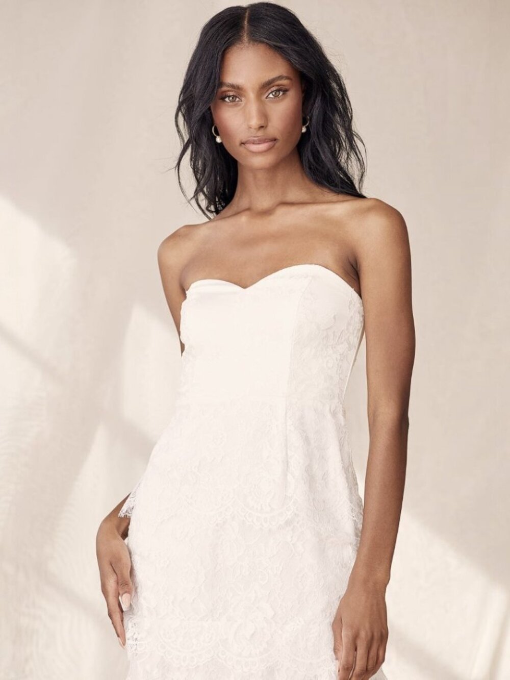 Lulus End With A Kiss White Floral Lace Strapless Tiered Maxi Dress​ NWT - Picture 2 of 8